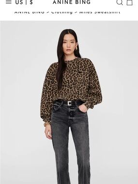 Anine Bing Leopard Print Pullover - Brown & Black